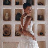 Boho Mini Bridesmaid Dress • A Line Dress • White Mini Adjustable Dress - AYA Sacred Wear