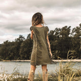 Boho Open Sides Dress • Dark Green Dress • Ladders Sides Mini Dress - AYA Sacred Wear