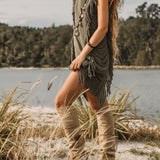 Boho Open Sides Dress • Dark Green Dress • Ladders Sides Mini Dress - AYA Sacred Wear