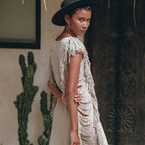 Boho Open Sides Dress • Light Olive Dress • Ladders Sides Mini Dress - AYA Sacred Wear