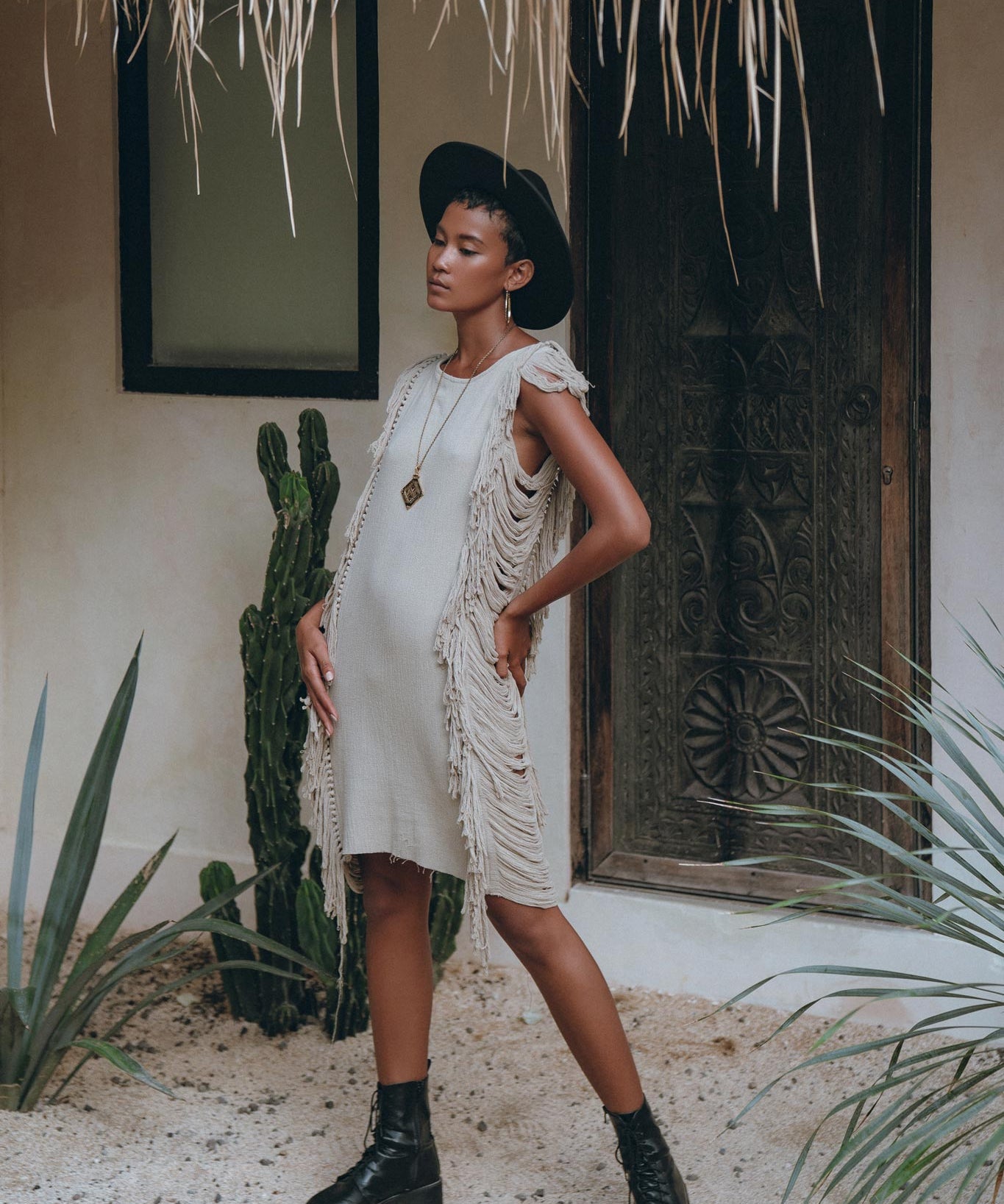 Boho Open Sides Dress • Light Olive Dress • Ladders Sides Mini Dress - AYA Sacred Wear