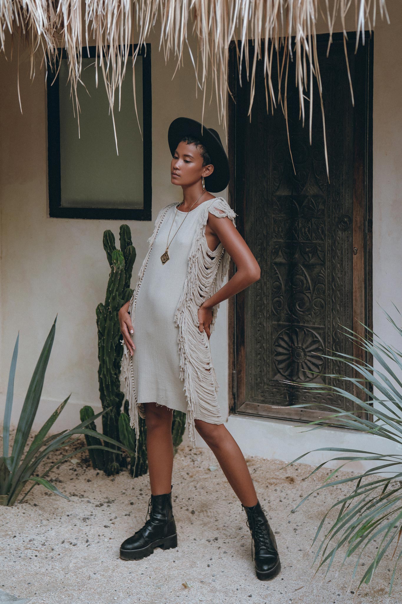 Boho Open Sides Dress • Light Olive Dress • Ladders Sides Mini Dress - AYA Sacred Wear