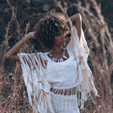 Boho Top • Bohemian Top • Boho Cover Up Women • Hand Loomed Cotton Blouse - AYA Sacred Wear