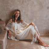 Boho Top • Bohemian Top • Boho Cover Up Women • Hand Loomed Cotton Blouse - AYA Sacred Wear