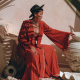 Boho Top • Bohemian Wrap • Organic Top Women • Wide Sleeve Wrap Top - AYA Sacred Wear