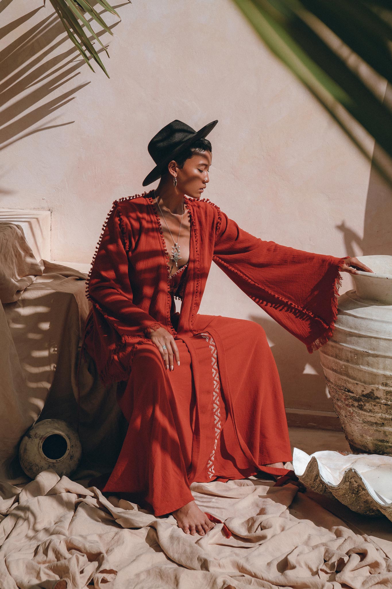 Boho Top • Bohemian Wrap • Organic Top Women • Wide Sleeve Wrap Top - AYA Sacred Wear