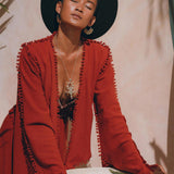 Boho Top • Bohemian Wrap • Organic Top Women • Wide Sleeve Wrap Top - AYA Sacred Wear