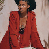 Boho Top • Bohemian Wrap • Organic Top Women • Wide Sleeve Wrap Top - AYA Sacred Wear