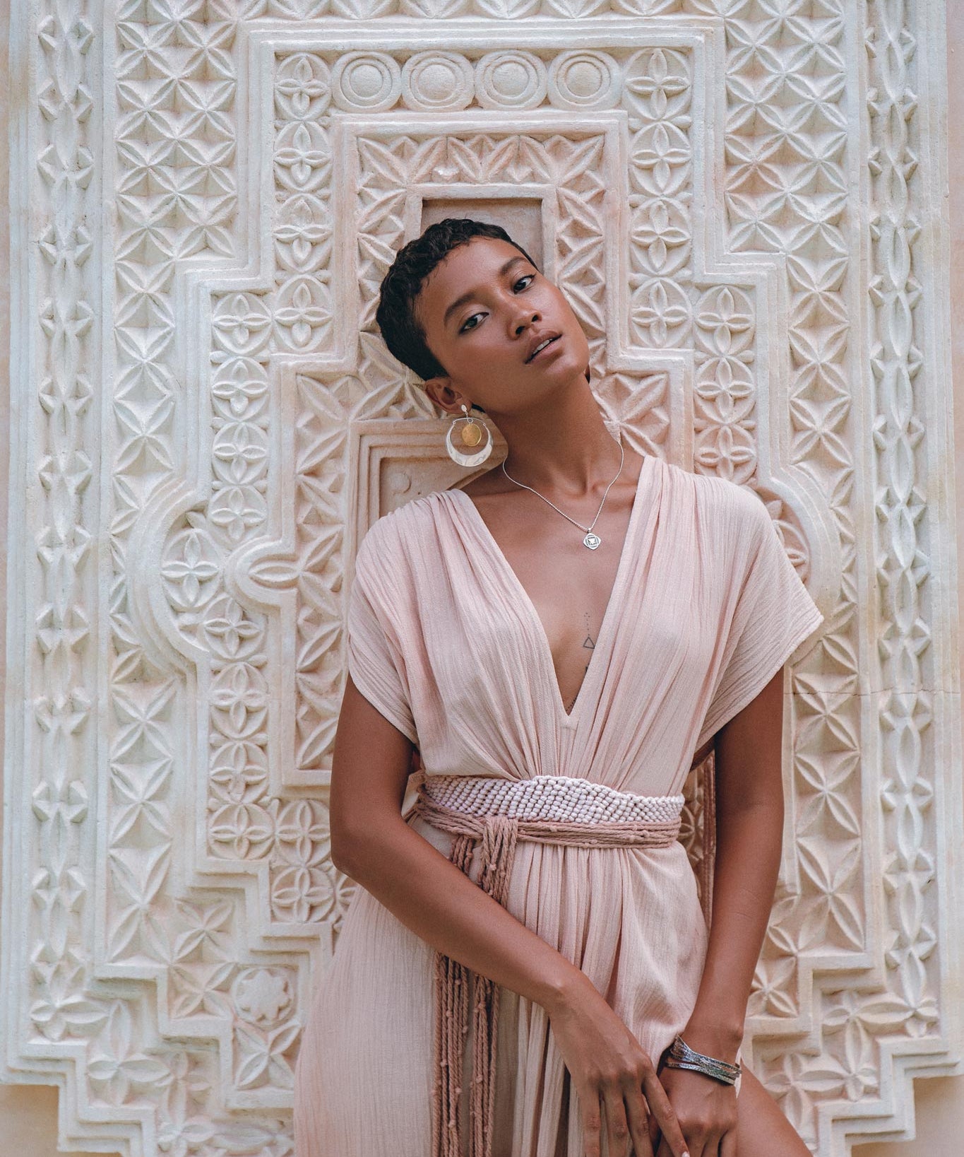 Boho Wedding Dress • Handmade Dress • Botanically Dyed Dusty Pink Dress - AYA Sacred Wear