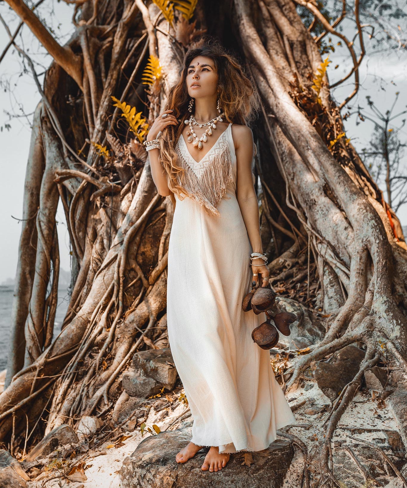 Boho Wedding Dress • Simple Wedding Dress • Off - White Boho Dress - AYA Sacred Wear