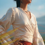 Boho Wrap Top • Organic Wide Sleeve Blouse • Bridal Goddess Top - AYA Sacred Wear