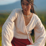 Boho Wrap Top • Organic Wide Sleeve Blouse • Bridal Goddess Top - AYA Sacred Wear