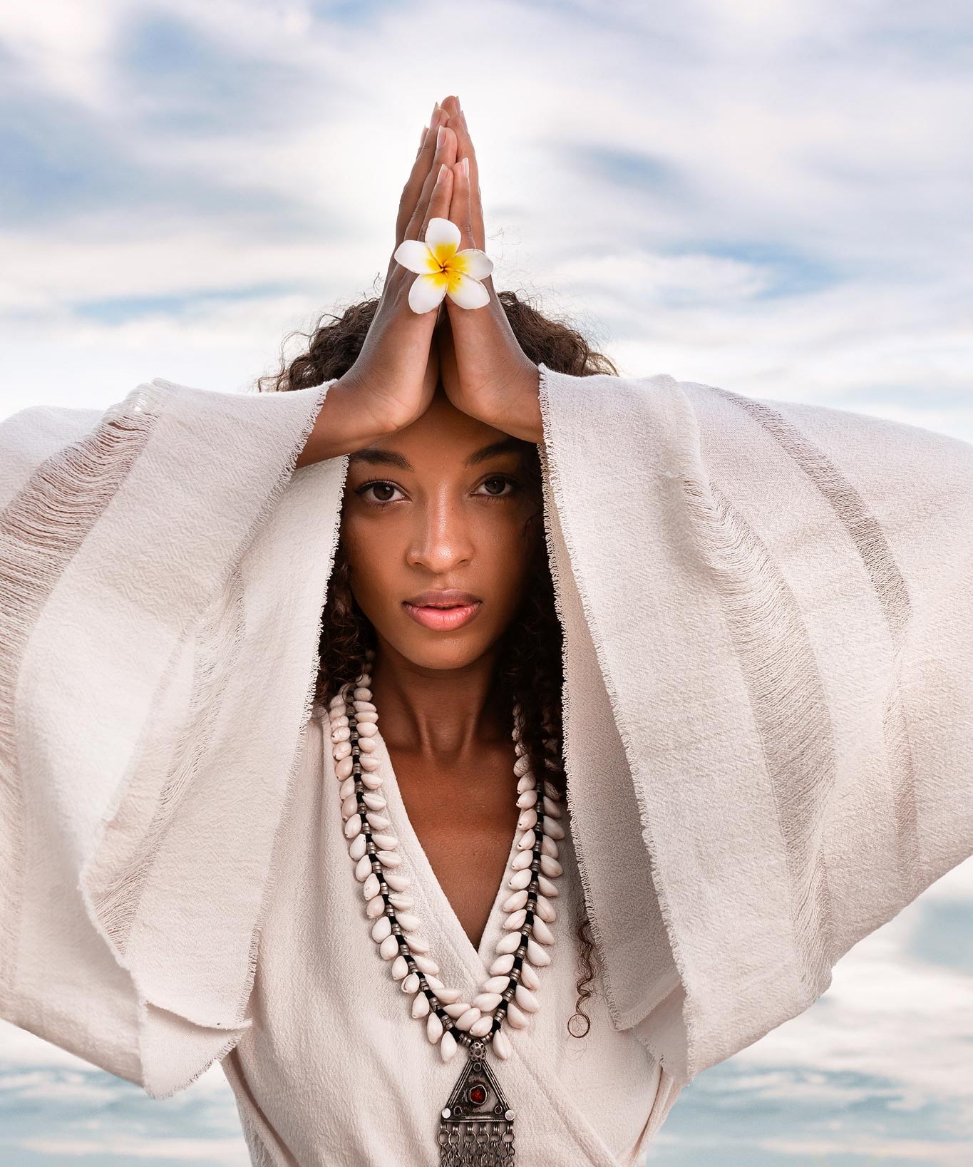 Boho Wrap Top • Wide Sleeve Crop Top • Organic Kimono Blouse - AYA Sacred Wear