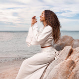 Boho Wrap Top • Wide Sleeve Crop Top • Organic Kimono Blouse - AYA Sacred Wear