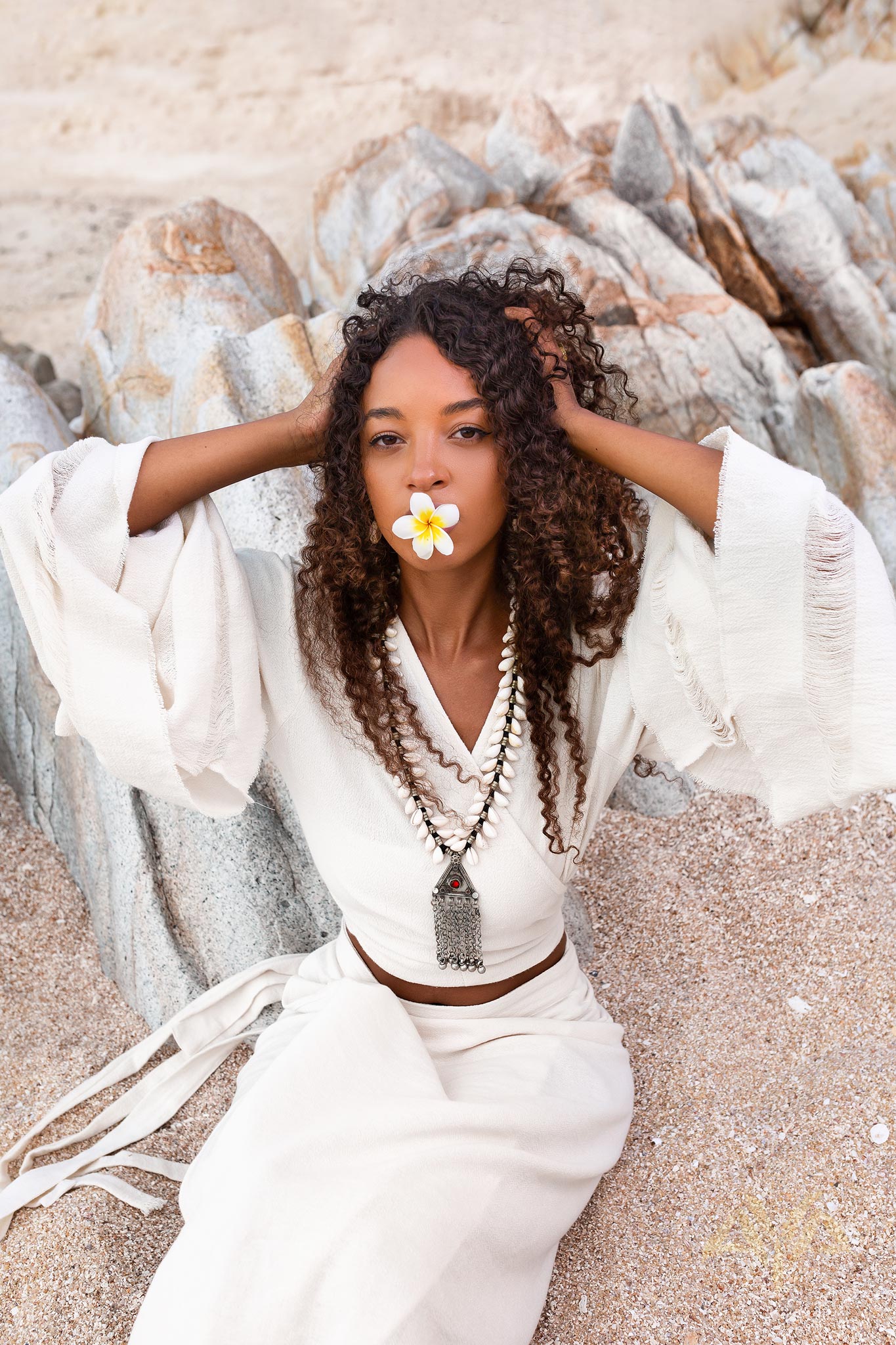 Boho Wrap Top • Wide Sleeve Crop Top • Organic Kimono Blouse - AYA Sacred Wear