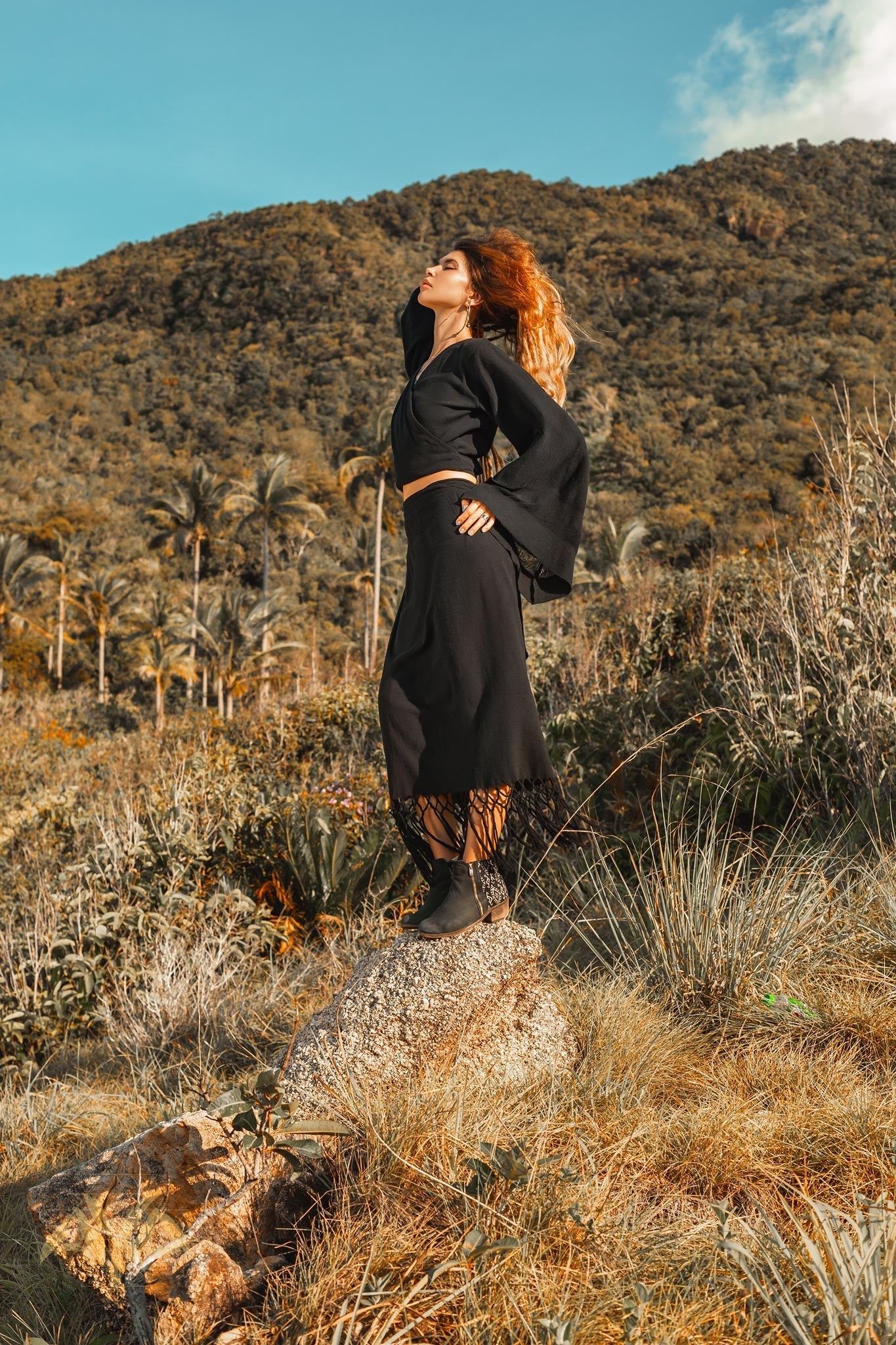 Organic Top Women, Wide Sleeve Crop Top, Organic Kimono Blouse - AYA Sacred Wear