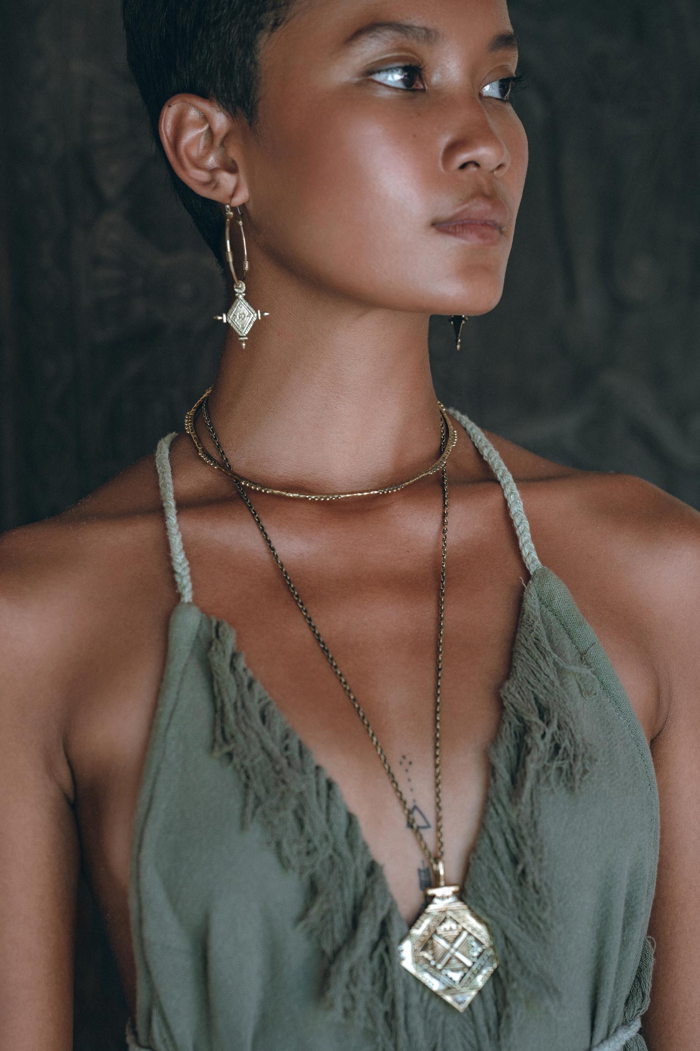 Boho Maxi Dress for Women, Organic Cotton Sage Colour Goddess Dress - AYA Sacred Wear