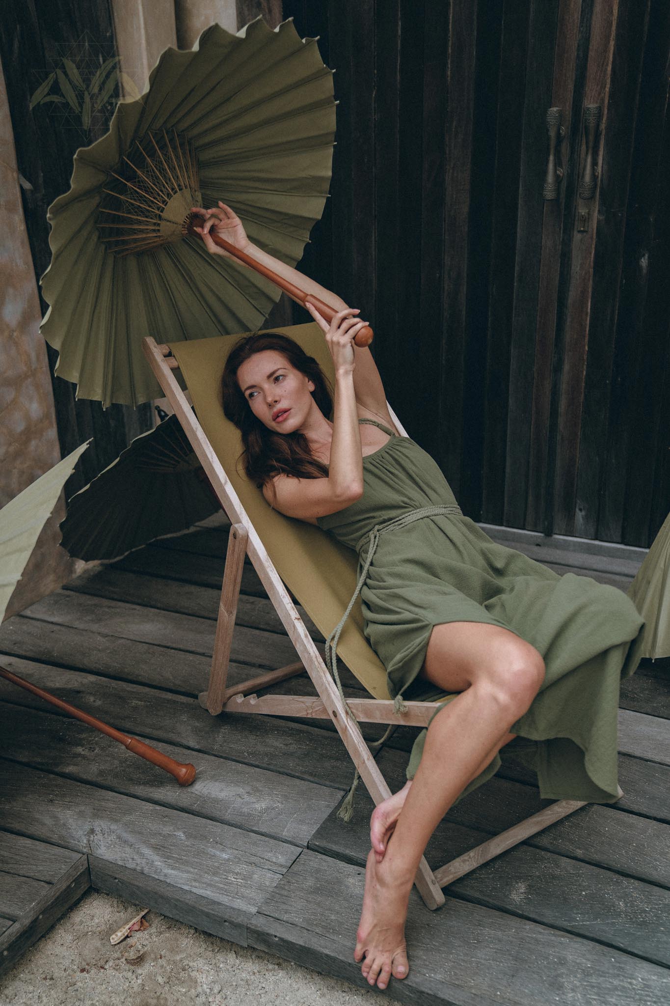 Green Organic Dress, Boho Bridesmaid Dress, Hand Loomed Bohemian Dress Open Back - AYA Sacred Wear