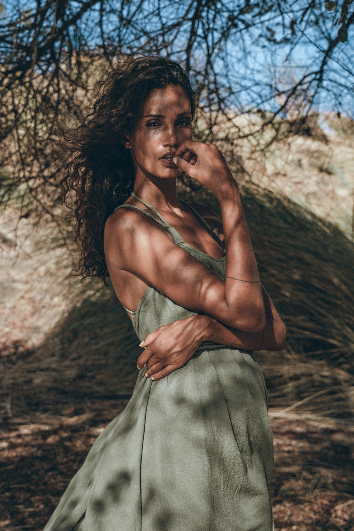 Green Organic Dress, Boho Bridesmaid Dress, Hand Loomed Bohemian Dress Open Back - AYA Sacred Wear