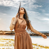 Ochre Greek Goddess Dress bu AYA Sacred Wear