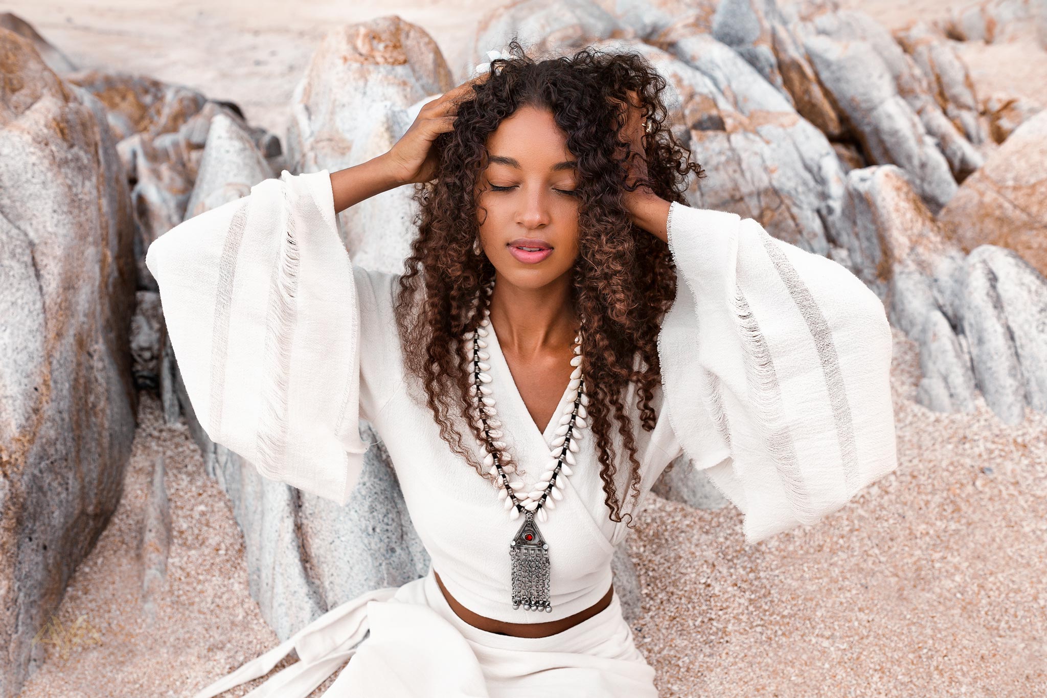 Boho Wrap Top, Wide Sleeve Crop Top, Organic Kimono Blouse - AYA Sacred Wear