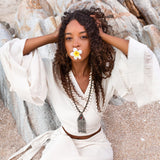 Boho Wrap Top, Wide Sleeve Crop Top, Organic Kimono Blouse - AYA Sacred Wear