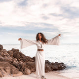 Boho Wrap Top, Wide Sleeve Crop Top, Organic Kimono Blouse - AYA Sacred Wear