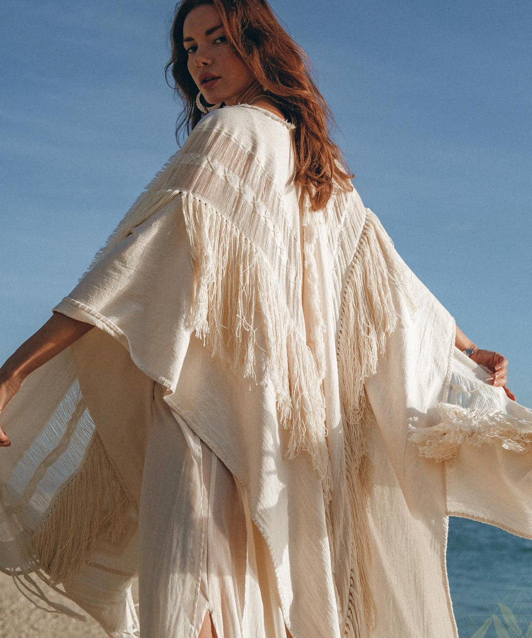 Bridal Boho Cape Poncho Hand - loomed - AYA Sacred Wear