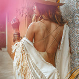 Bridal Boho Cape Poncho Hand - loomed - AYA Sacred Wear