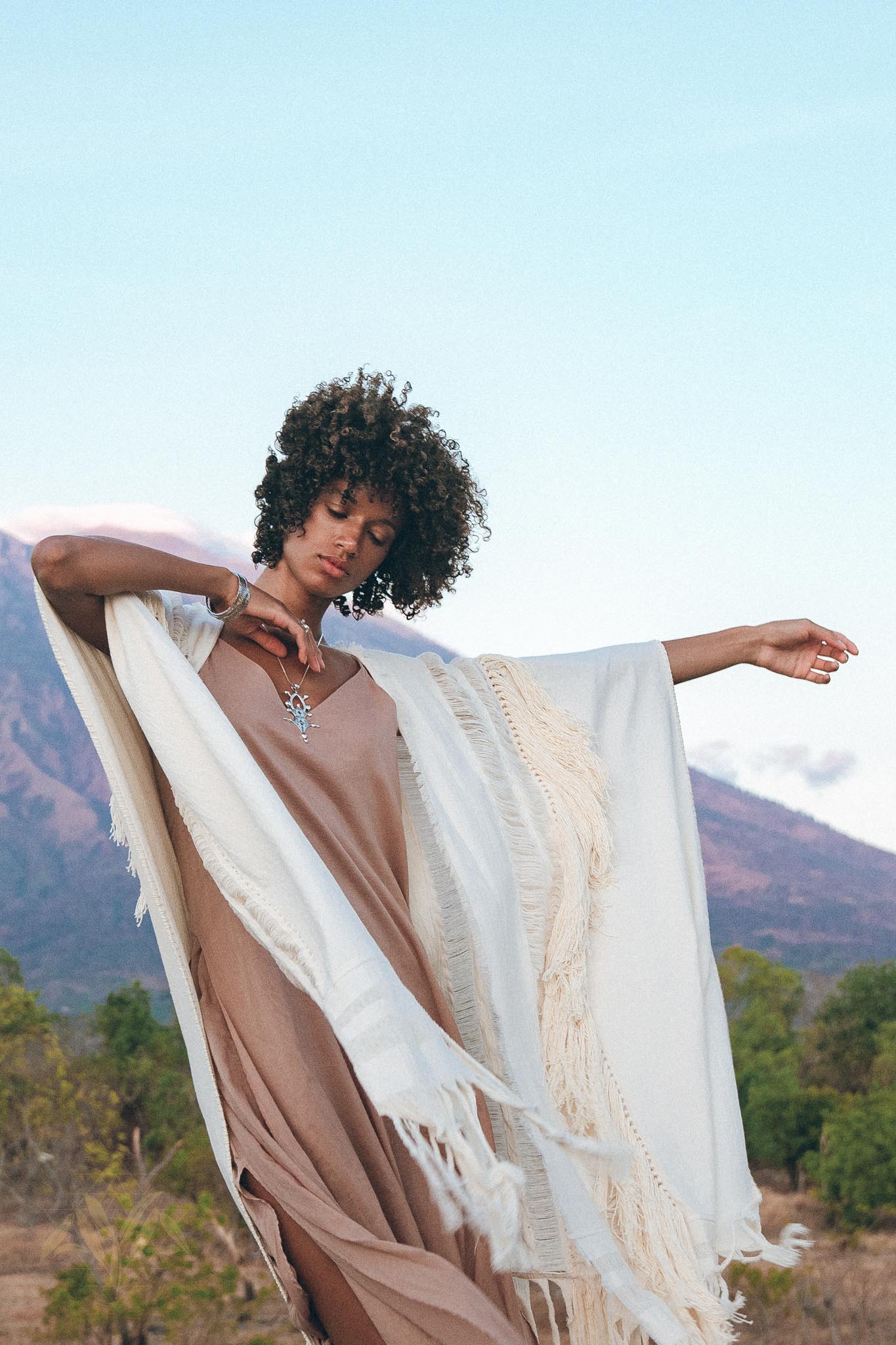 Bridal Boho Cape Poncho Hand - loomed - AYA Sacred Wear