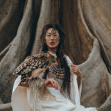 Bridal Boho Cape Poncho Hand - loomed - AYA Sacred Wear