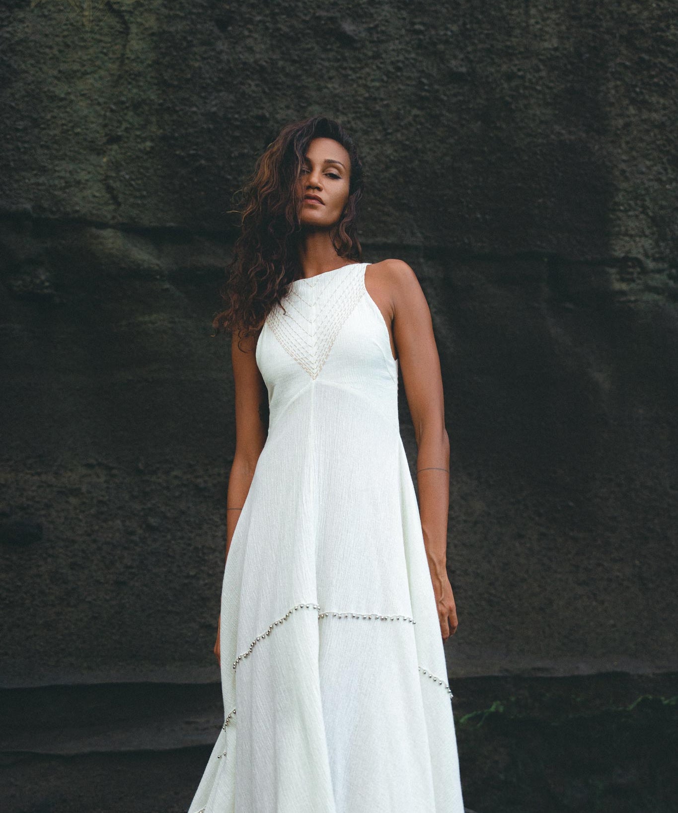 Delicate Off White Bridal Dress, Hand Embroidered with Love, Boho Charm