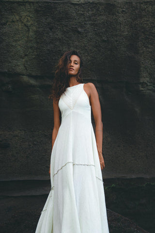 Delicate Off White Bridal Dress, Hand Embroidered with Love, Boho Charm
