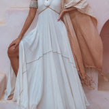 Brighten Up Your Wardrobe with Aya Sacred Wear's Off White Hand Embroidered Dress 