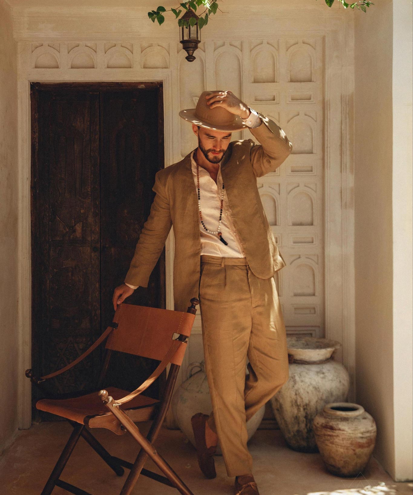 Brown Classic Linen Pants for Men - AYA Sacred Wear