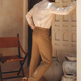 Brown Classic Linen Pants for Men - AYA Sacred Wear