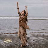 Brown Light Cotton "Dragonfly" Boho Blouse - AYA Sacred Wear