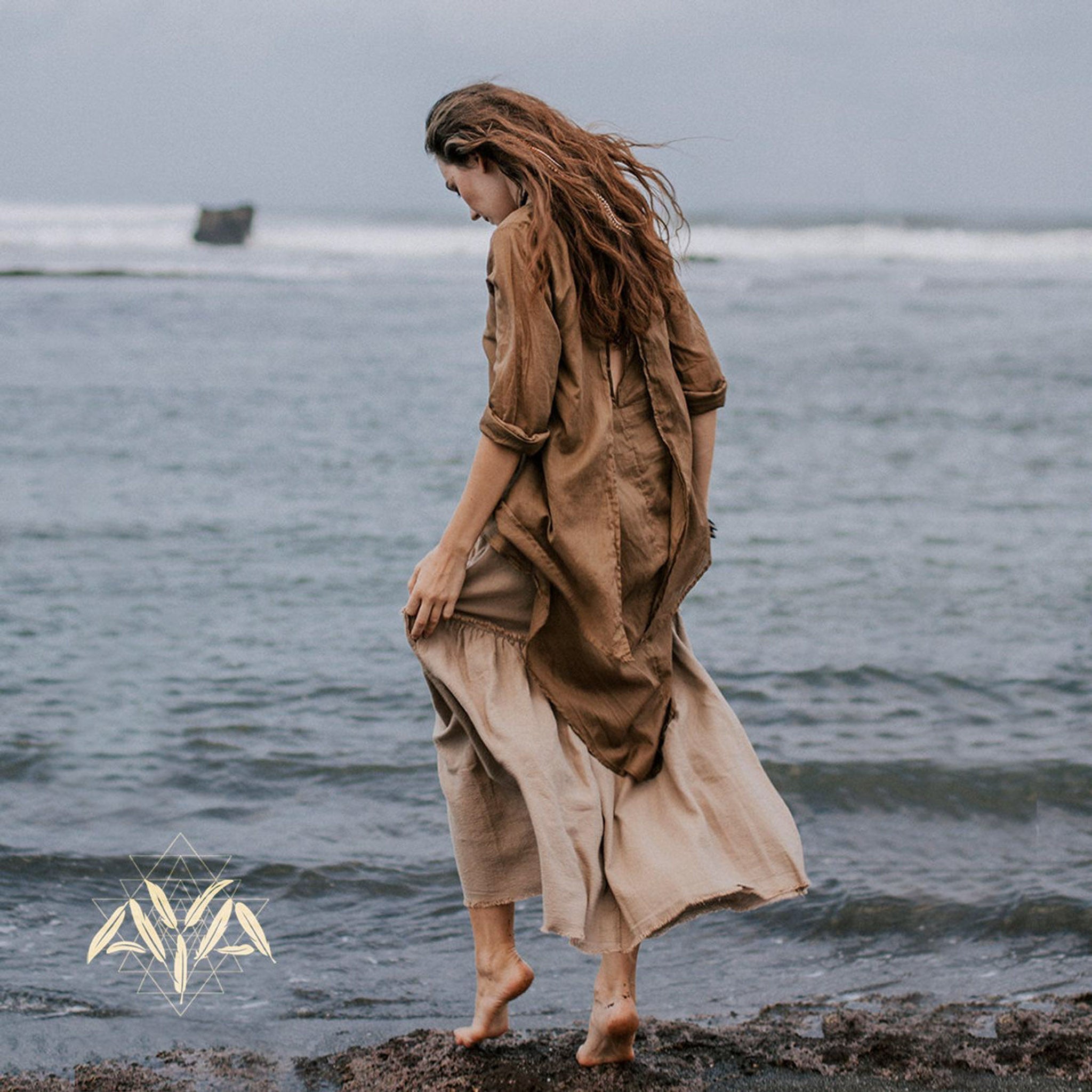 Brown Light Cotton "Dragonfly" Boho Blouse - AYA Sacred Wear