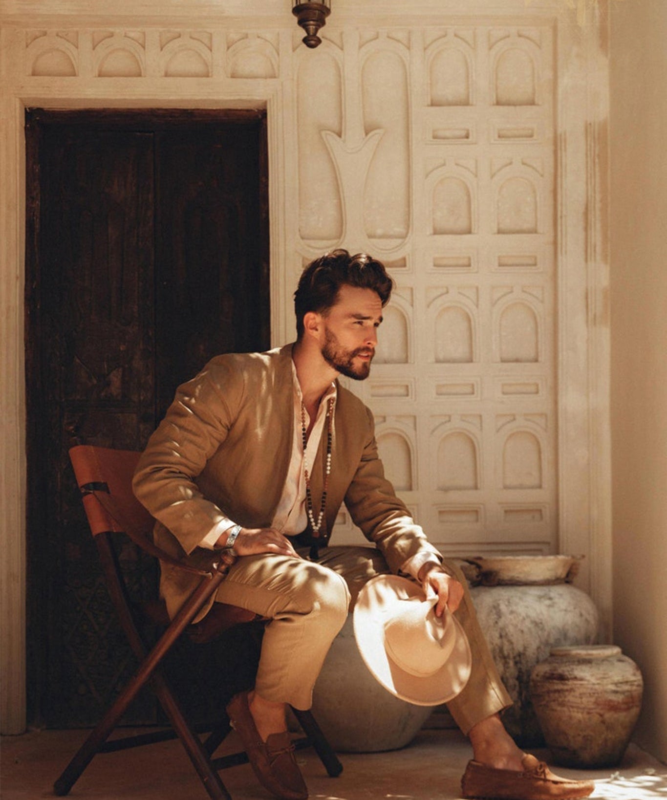 Brown Linen Blazer Jacket for Men - AYA Sacred Wear