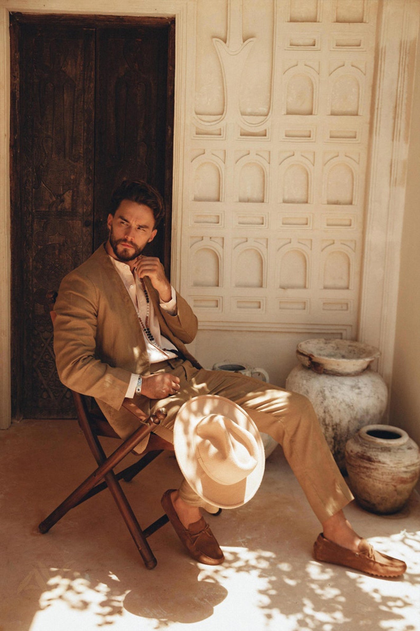 Brown Linen Blazer Jacket for Men - AYA Sacred Wear