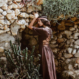Brown Organic Cotton Boho Dress with Half Sleeves - AYA Sacred Wear