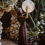 Brown Organic Cotton Boho Dress with Half Sleeves - AYA Sacred Wear