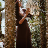 Brown Organic Cotton Boho Dress with Half Sleeves - AYA Sacred Wear