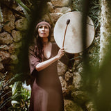Brown Organic Cotton Boho Dress with Half Sleeves - AYA Sacred Wear
