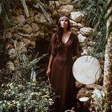Brown Organic Cotton Boho Dress with Half Sleeves - AYA Sacred Wear