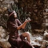 Brown Organic Cotton Boho Dress with Half Sleeves - AYA Sacred Wear