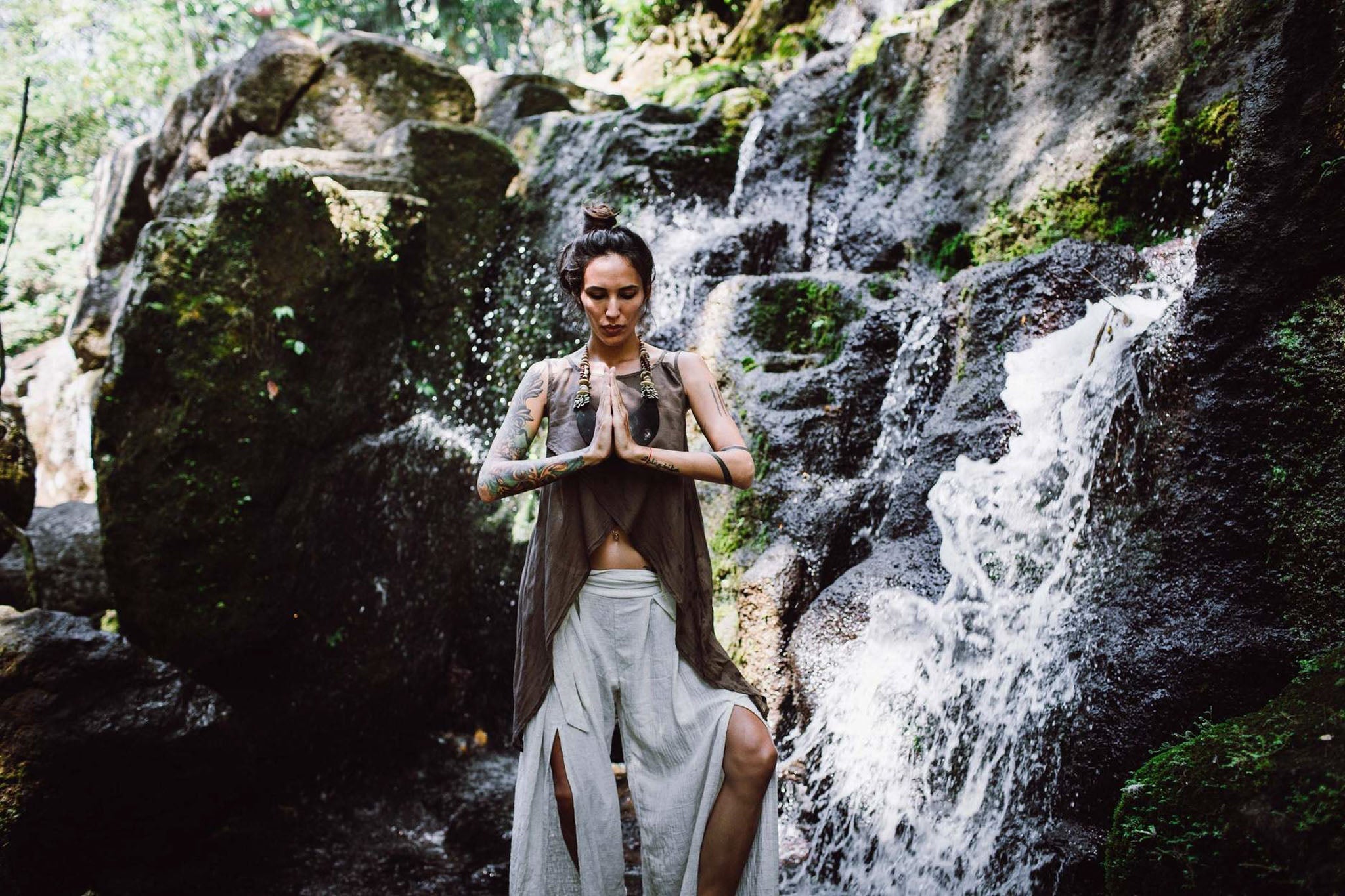 Brown Organic Cotton Gypsy Top Blouse "Wind Spirit" - AYA Sacred Wear