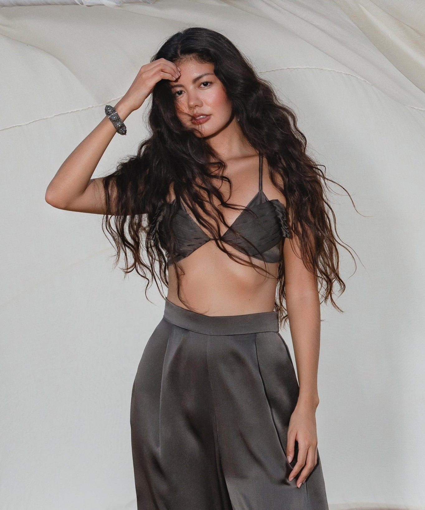 Butterfly Silk Bra Asphalt Gray Colour – Pure Silk Intimates Lingerie - AYA Sacred Wear