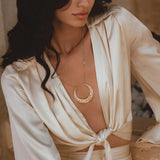 Cream Venus Peace Silk Blouse • Elegant Goddess Sleeves Crop Top • Kimono Blouse - AYA Sacred Wear