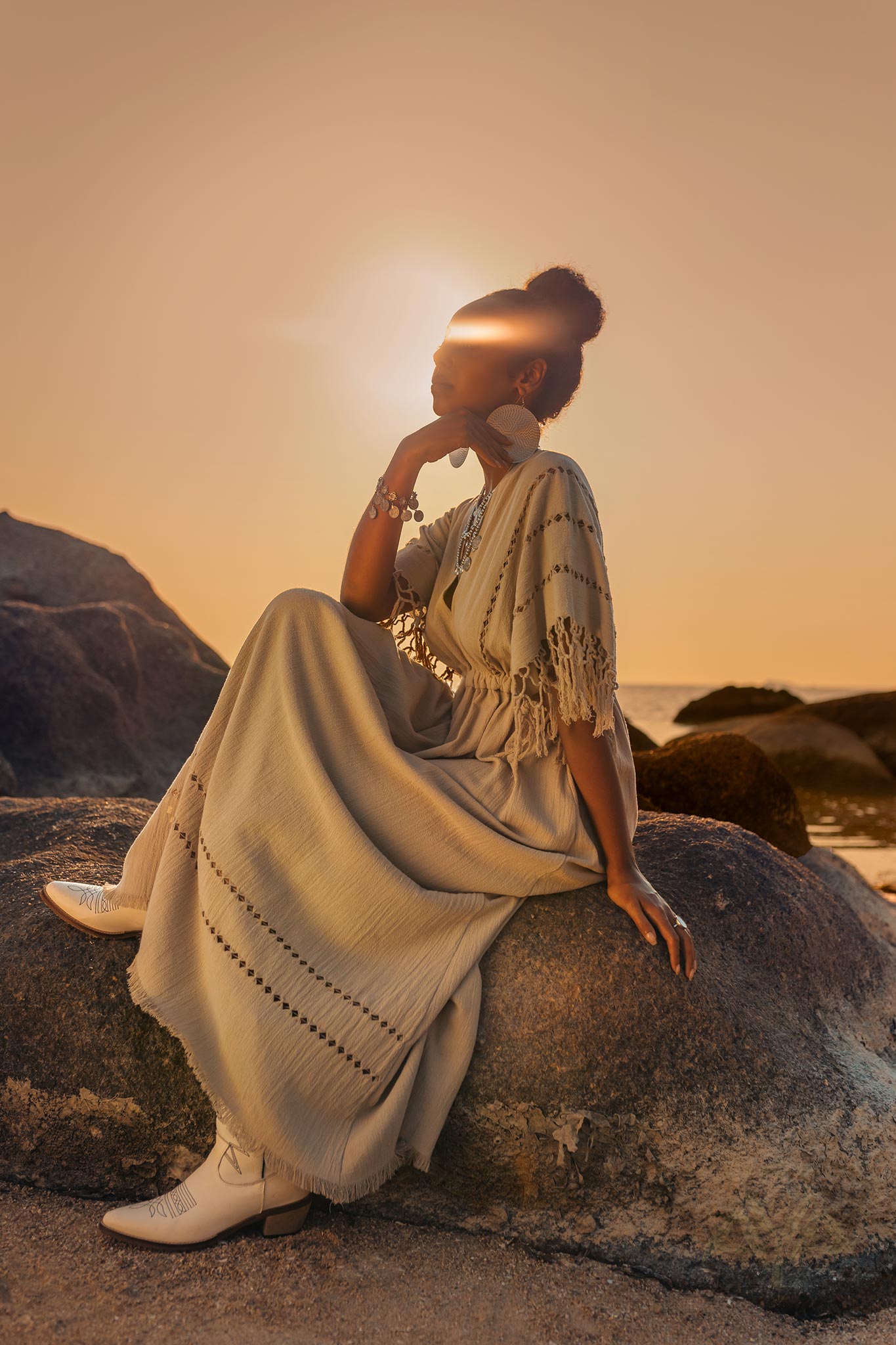 Creamy Sage Boho Dress • Plus Size Dress for Women • Kaftan Maxi Dress - AYA Sacred Wear